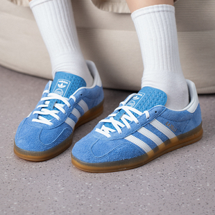 阿迪达斯三叶草蓝色休闲鞋女鞋春季新款低帮运动鞋轻便板鞋德训鞋