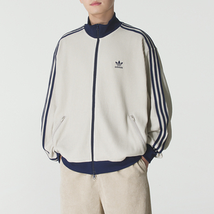 针织夹克宽松卫衣KC2618 新款 阿迪达斯三叶草华夫格外套男女装 秋季