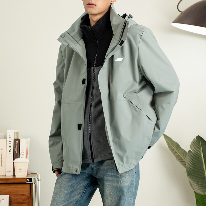 斯凯奇抓绒三合一夹克男女装2025冬季新款保暖运动服休闲舒适外套