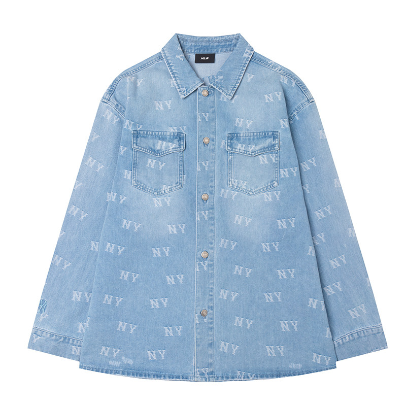 MLB官方 男装女装25新款纽约洋基潮流时尚透气休闲长袖衬衫外套