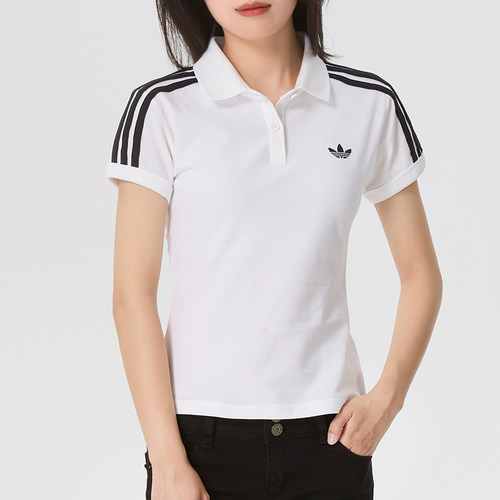 幸运叶子|阿迪达斯三叶草女短袖新白色透气短袖修身Polo衫KD3697
