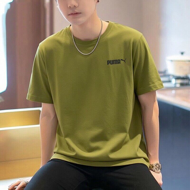 PUMA彪马t恤男夏季新款男士军绿色跑步休闲半袖宽松圆领运动短袖