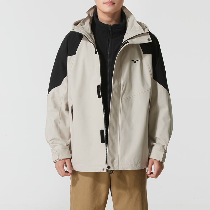 美津浓抓绒三合一夹克男装女装2025冬季新款撞色户外保暖运动外套