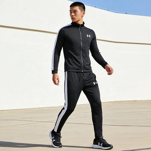 安德玛UA男装运动套装跑步训练立领夹克宽松外套休闲男士直筒长裤