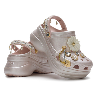 户外包头鞋 时尚 璀璨珠花BAE小鲸鱼厚底增高女鞋 卡骆驰crocs洞洞鞋