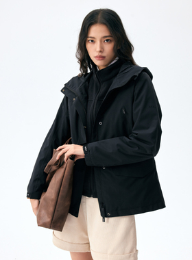 LAN蓝步蓝步女装外套 2025新款时尚运动保暖户外摇粒绒三合一夹克