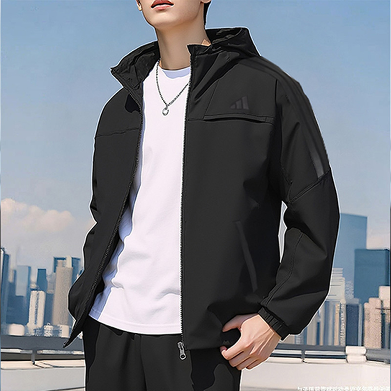 阿迪达斯官方正品外套男装三条纹运动服连帽抓绒夹克户外休闲衣