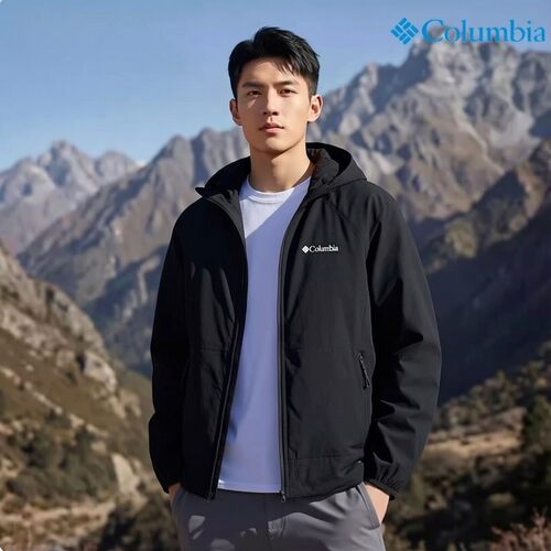 幸运叶子丨哥伦比亚新款户外男子徒步运动软壳衣休闲连帽夹克外套