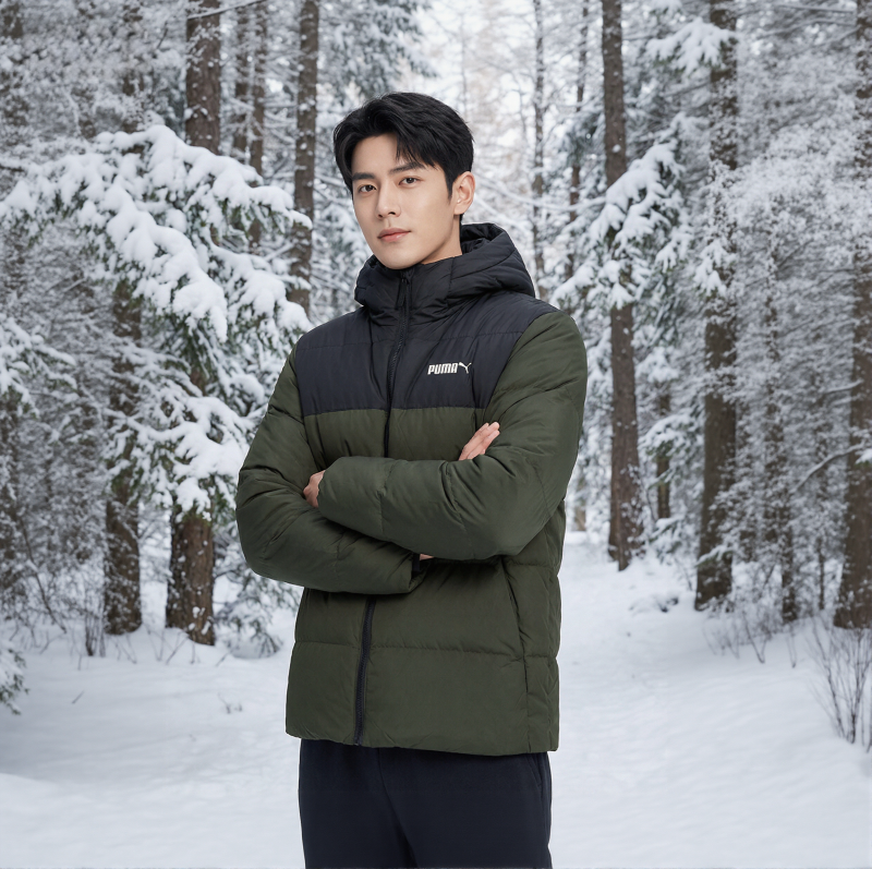 PUMA彪马连帽羽绒服男装冬季新款保暖防风外套运动服面包服694699