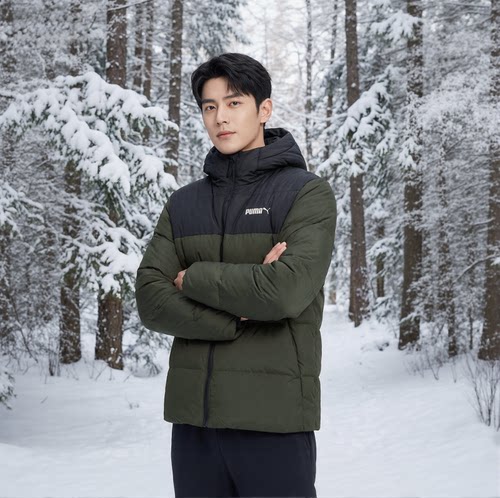 PUMA彪马连帽羽绒服男装冬季新款保暖防风外套运动服面包服694699