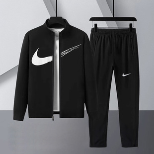 两件套梭织束脚裤 Nike耐克运动套装 速干立领外套宽松长裤 夏季 男装