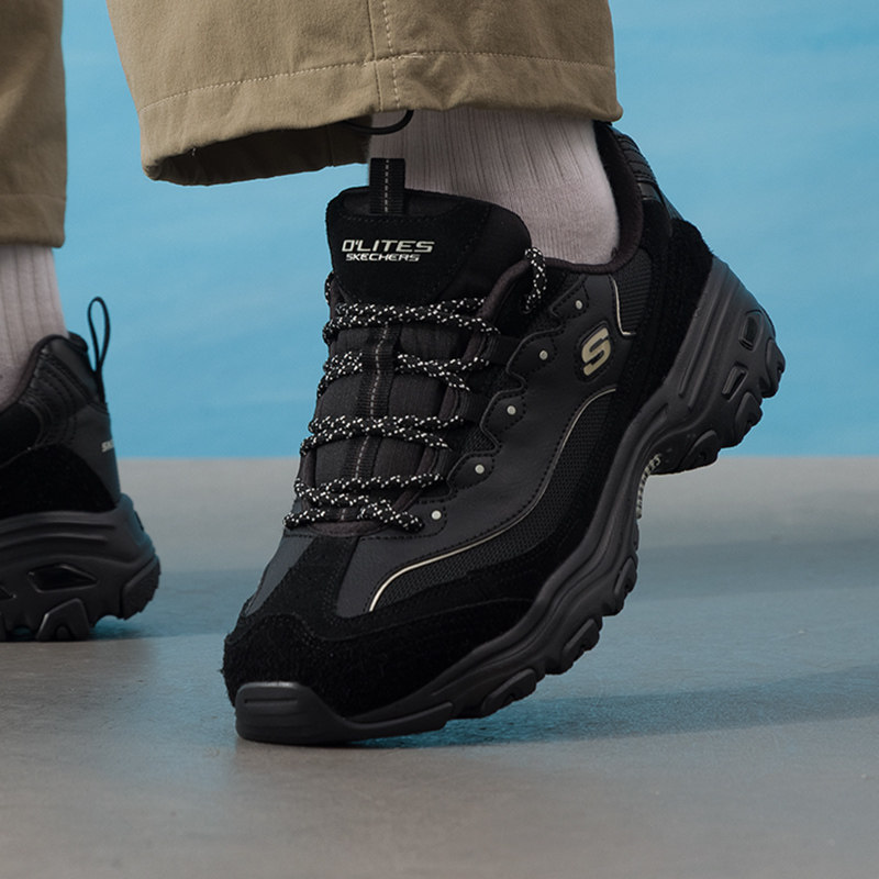 斯凯奇一代熊猫鞋男鞋冬季新款黑武士休闲鞋减震慢跑鞋复古运动鞋