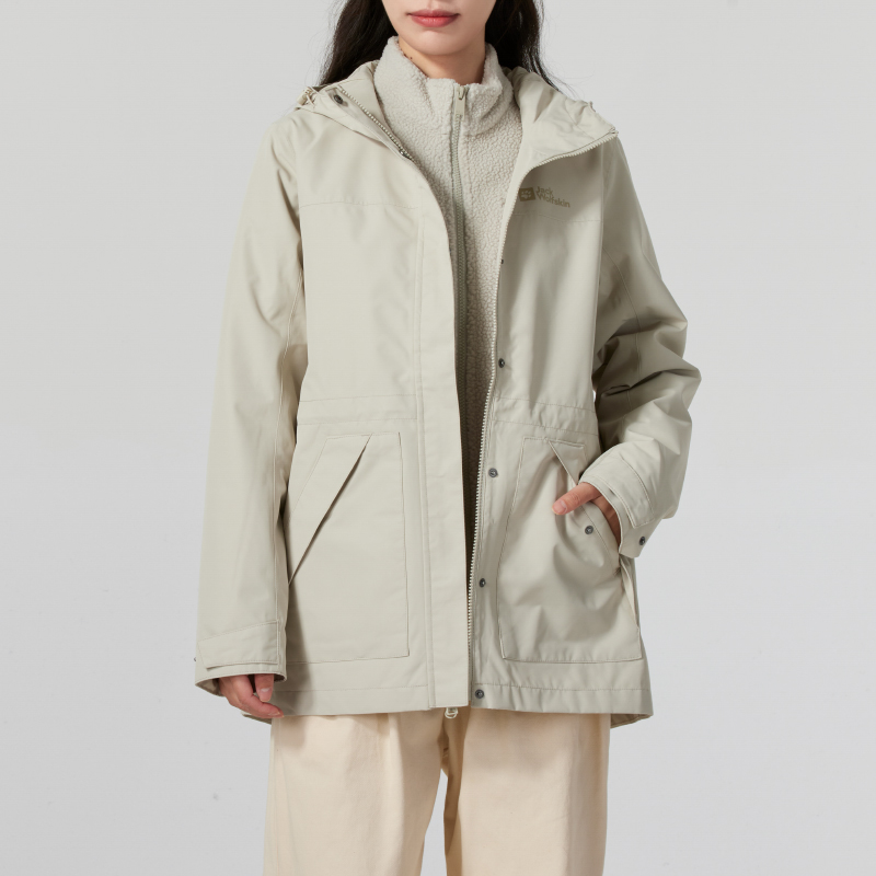 狼爪连帽冲锋衣女装冬季新款户外运动服保暖摇粒绒三合一夹克外套