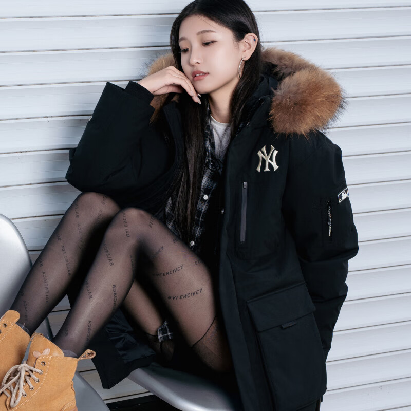 MLB官方男女情侣防水工装风毛领鹅绒羽绒服25秋季新款DJB06/DJB41