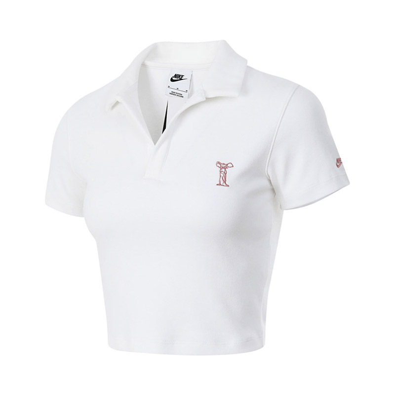 Nike耐克白色POLO衫女夏季新款翻领运动服透气复古短袖T恤HJ6852