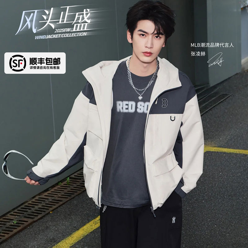 MLB张凌赫同款工装连帽夹克男装女装外套25秋季新款外套3AWJB0554
