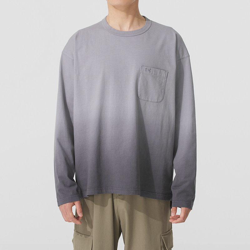 UA安德玛渐变色长袖T恤男装新款圆领套头衫运动服打底衫1389364