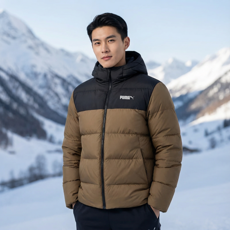 PUMA彪马防风羽绒服男装冬季新款连帽运动服保暖外套面包服694699