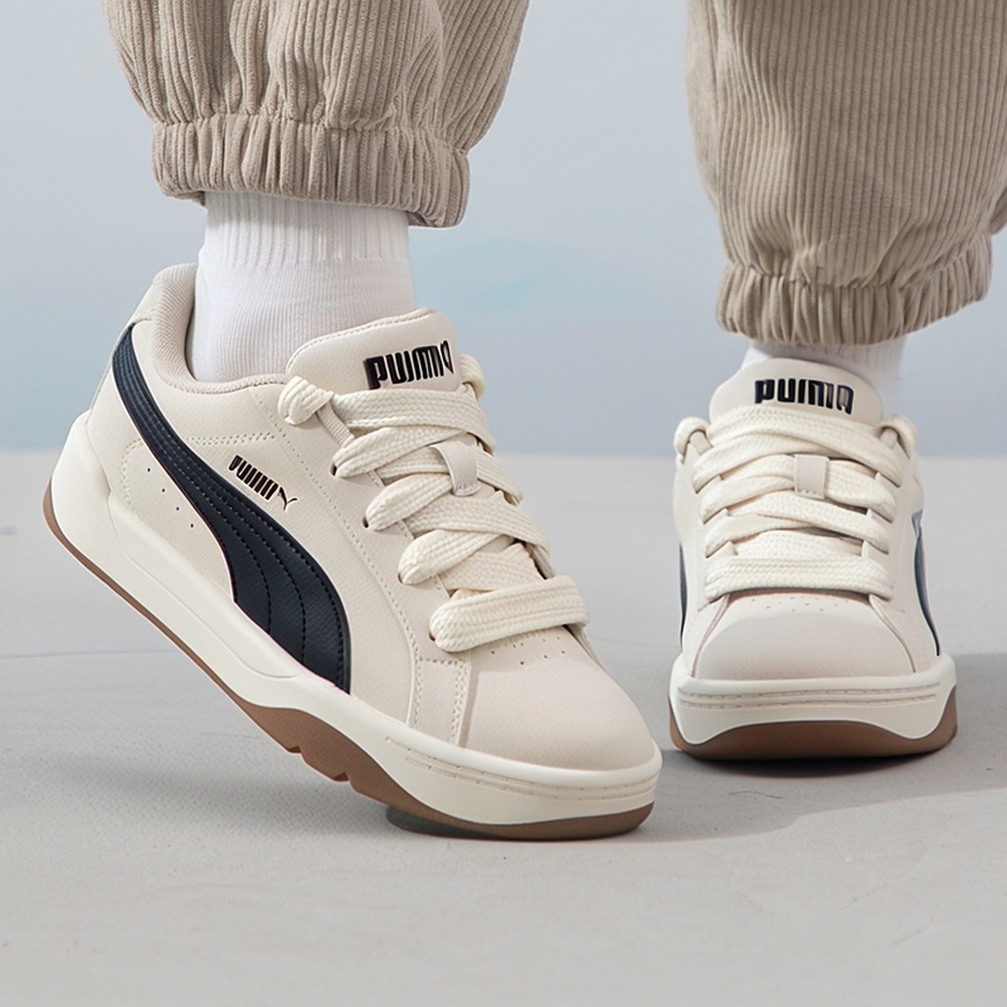 PUMA彪马板鞋男女鞋2025冬季新款加厚面包鞋情侣米色运动鞋400707