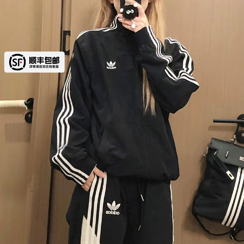 阿迪达斯三叶草jennie同款外套女装秋季新款运动服复古休闲上衣男