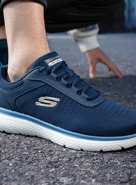 斯凯奇男鞋2026新款GENO男士绑带休闲运动鞋健步鞋轻便休闲跑步鞋