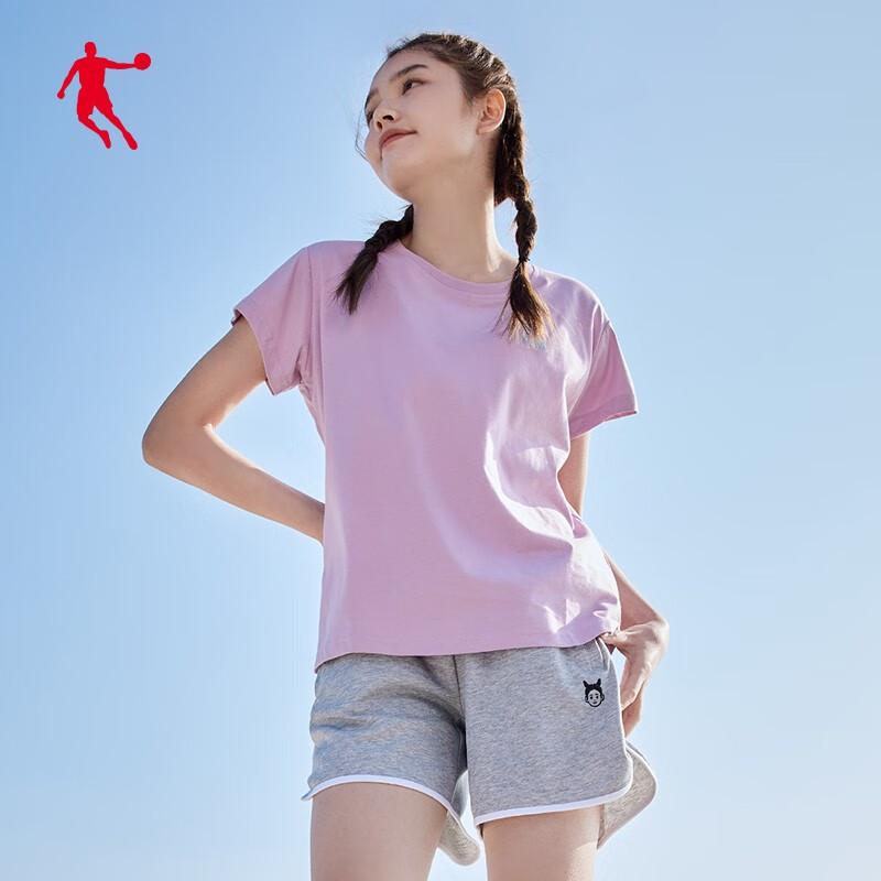 中国乔丹短袖T恤女2025夏季新款休闲上衣圆领针织女士运动服半袖