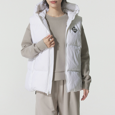 安德玛UA女装冬季新款保暖连帽羽绒马甲背心时尚夹克休闲防风外套
