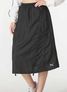 PUMA彪马宽松休闲迷笛裙半身裙女子可调节抽绳褶皱运动裙633976