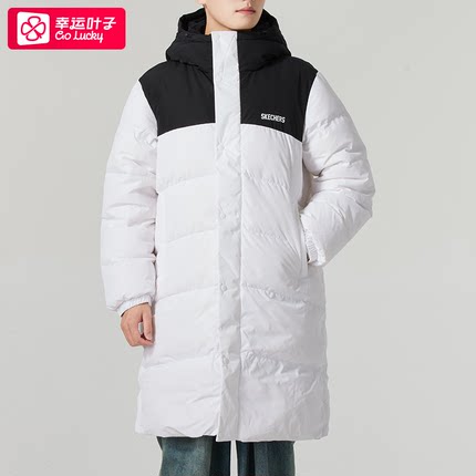 斯凯奇加厚长款羽绒服男女同款2025夏季新款保暖外套运动棉羽夹克