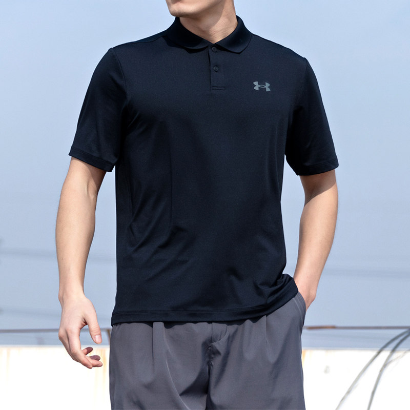 UA安德玛翻领短袖男装黑色跑步T恤衫透气休闲POLO衫运动服训练服,运动服/休闲服装,运动T恤,淘宝优惠券,粉丝福利购,淘宝优惠卷