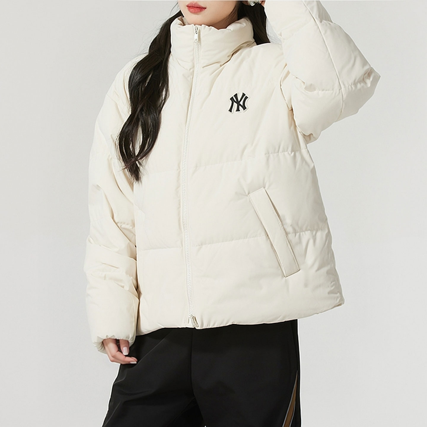 MLB张凌赫同款立领羽绒服男25冬季新款运动外套保暖长袖棉羽夹克