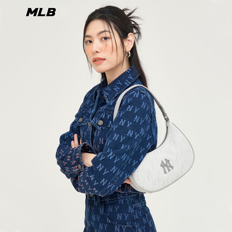 MLB官方 男女包时尚复古老花单肩包户外出行运动休闲手拎包腋下包