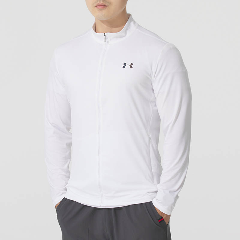 UA安德玛针织夹克男装跑步训练服男子健身运动服立领休闲外套上衣