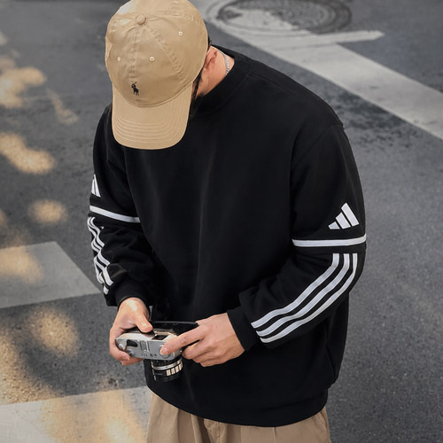 幸运叶子丨阿迪达斯加绒长袖卫衣男装秋冬运动休闲套头衫JM3546