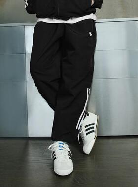 阿迪达斯三叶草黑色长裤男裤春季新款宽松运动裤束脚休闲裤JC5172