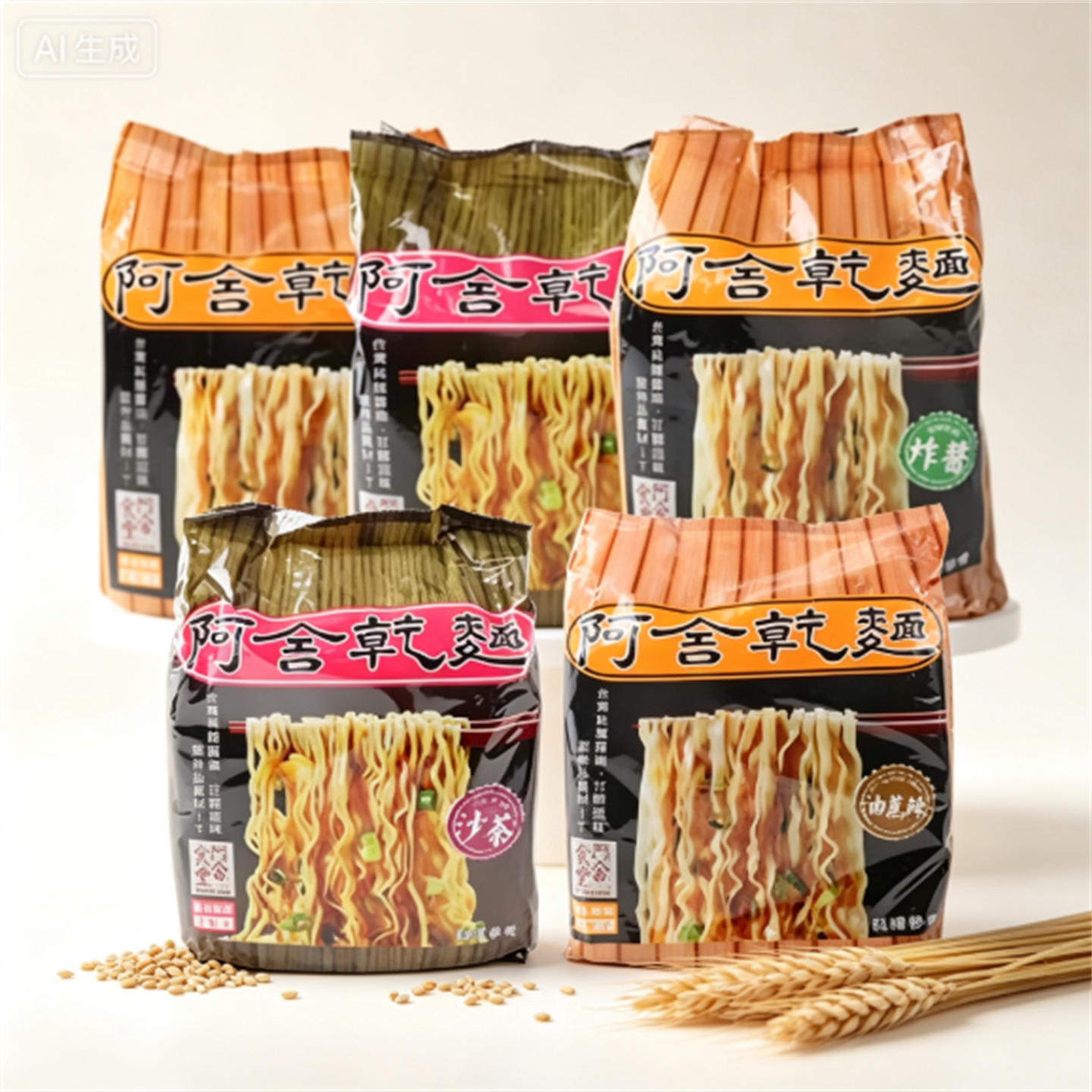 一袋包邮 台湾进口 阿舍食堂（外省干面）原味单包95G*5包