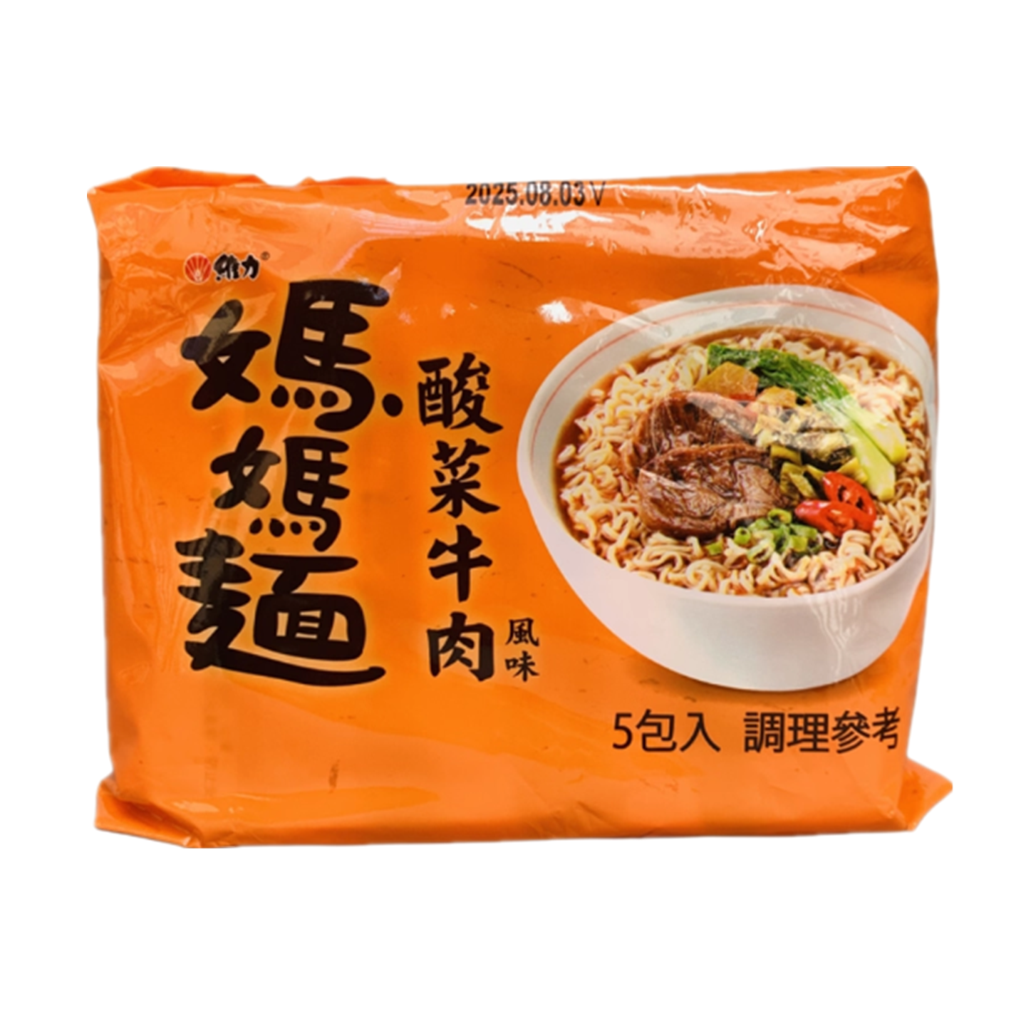 台湾原装维力妈妈面酸菜牛肉风味泡面方便面速食面充饥面75g*5入
