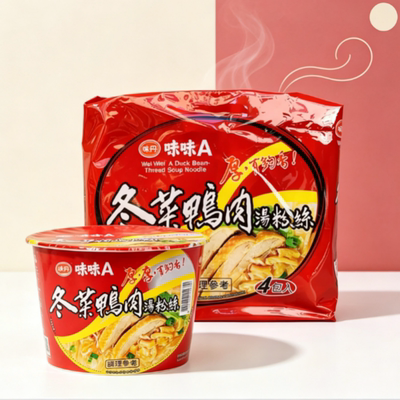 台湾泡面味丹味味A冬菜鸭肉汤粉丝60g碗装好够味泡方便面过桥粉丝