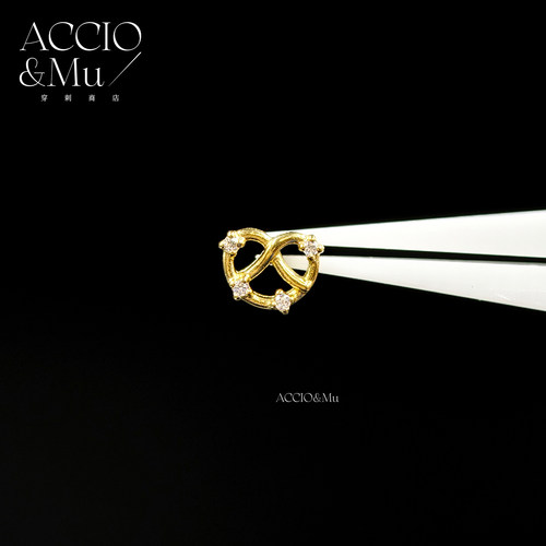 ACCIO&Mu植入级钛合金碱水结面包耳钉16g镀金款可爱耳骨钉flat钉
