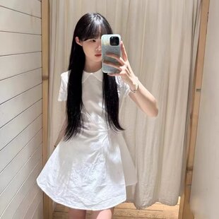 Brandy BM新款娃娃领白色连衣裙女纯欲bm收腰初恋小白裙减龄显瘦