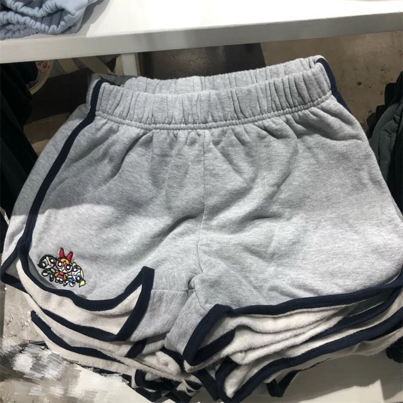 Brandy BM新款美式飞天小女警刺绣短裤女bm休闲宽松松紧腰运动裤