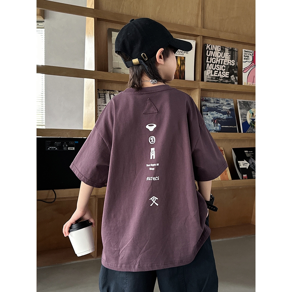 左西官方旗舰店男童短袖t恤夏季薄款2025新款儿童装休闲宽松纯棉