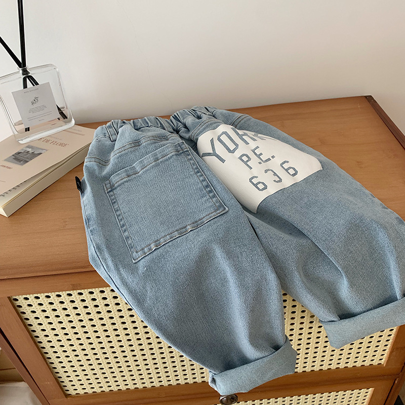 左西正童辰辰妈男童装春装长裤子儿童帅气牛仔裤中小童宽松百搭老