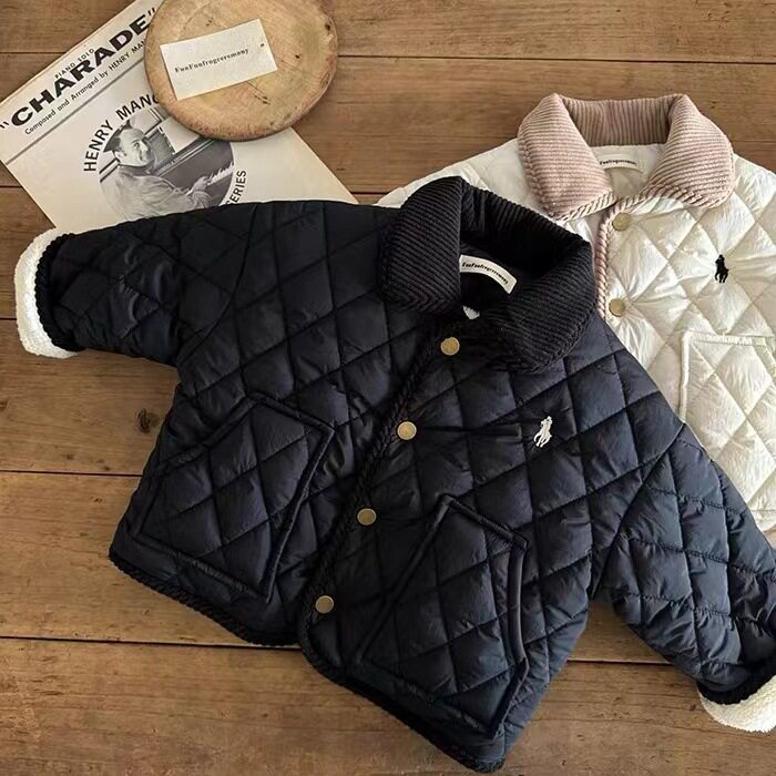 左西正男童加绒棉衣2026秋冬新款儿童纯色加厚棉服中小童夹克外套