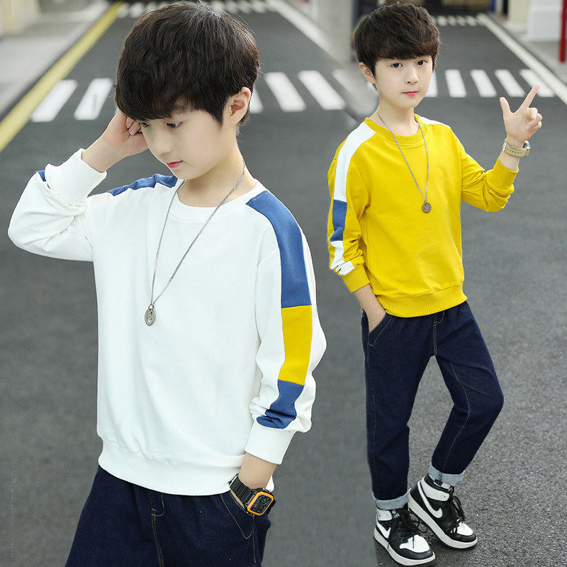 左西官方旗舰店男童春秋卫衣薄款儿童纯棉长袖T恤中大童韩版打底