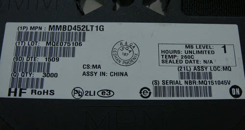 MMBD452LT1G 5N 30V 双热载流子检测器肖特基开关二极管