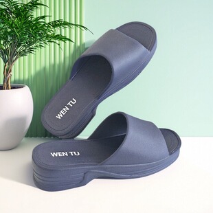 进口越南拖鞋 女外穿增高小个子松糕坡跟一字拖橡胶厚底不臭脚凉拖