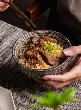 复古螺纹饭碗个人专用手刻小碗