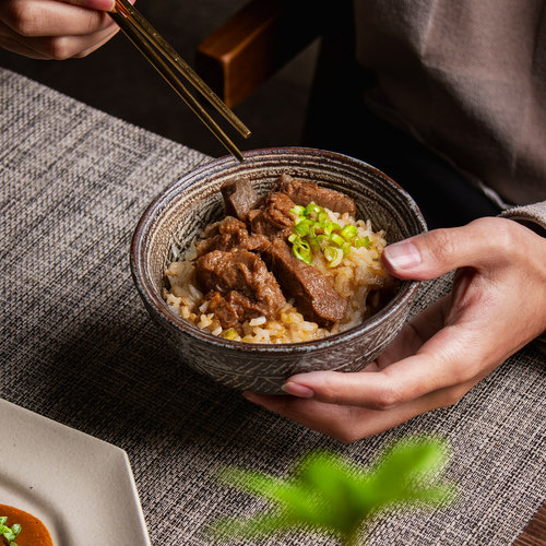 复古螺纹饭碗个人专用手刻小碗