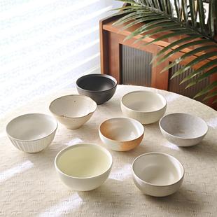 莳绘金缮 柴烧4.5寸米饭碗家用粗陶哑光复古餐具创意景德镇陶瓷碗